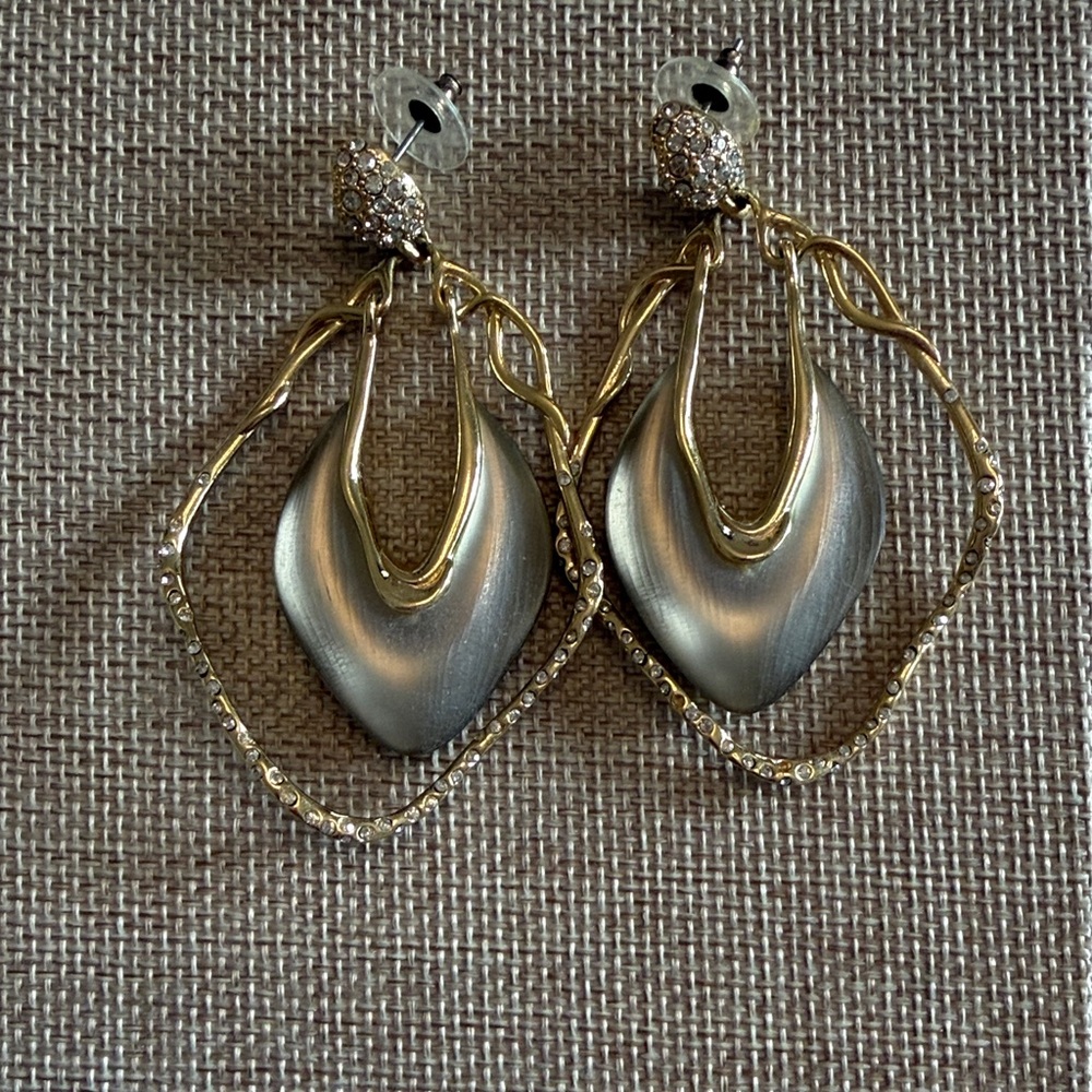 Alexis Bittar Gold and Silver Two-Tone Dangle Earrings - Elegant Women’s Jewelry